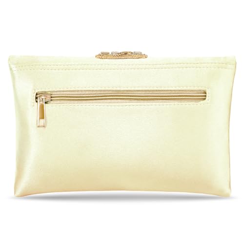 Peora Clutch Women's Purse Bridal Bag For Casual Detachable Strap Evening Sling Bag (Golden)