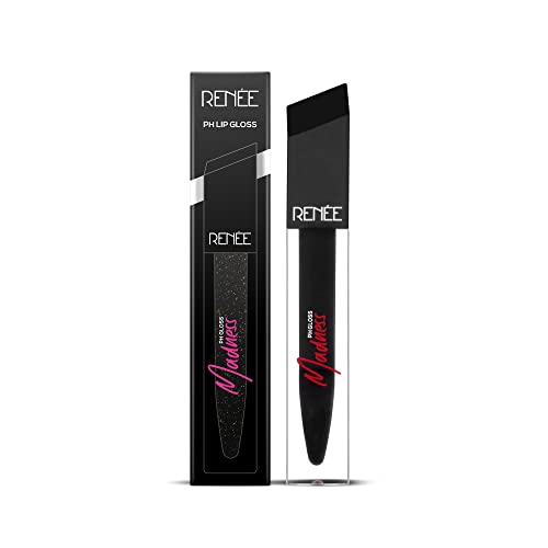 RENEE Madness PH Lip Gloss 4.5ml| Black Gloss with Pink Payoff| Enriched with Shea Butter| Soothes, Repairs & Moisturizes Dry Lips| Glossy Non Sticky Formula