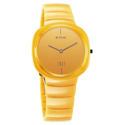 Titan Edge Squircle Camo Quartz Yellow Shaped Dial Unisex Analog Watch | Ceramic Material | Water Resistant Watch | Unisex Watches - NT1841QC08