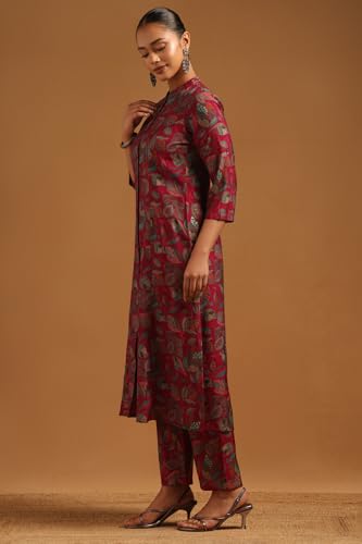 Soch Womens Fuchsia Muslin Botanical Printed Co-Ords Set