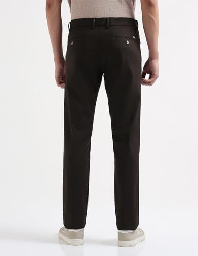 Arrow Sport Men's Slim Fit Dobby Trousers (ASAKTR2588_Brown_32)