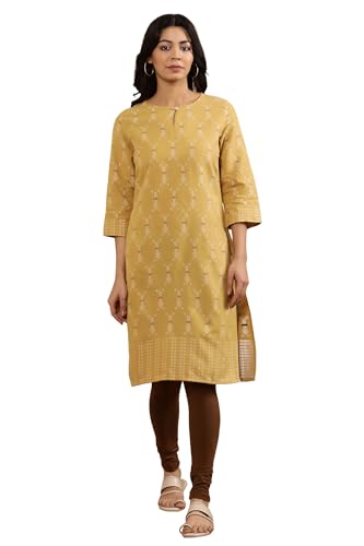 W for Woman W Women Brown Geometric Print Viscose Kurta Set With Tight_24ONWS17170-312227_L