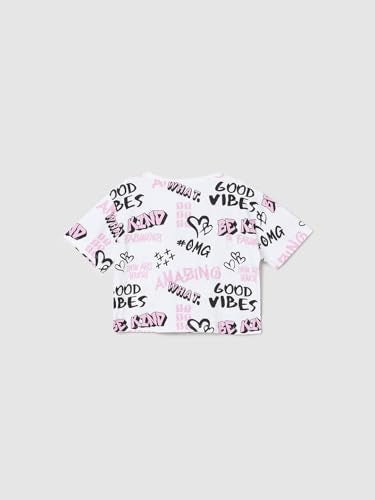 Max Girls Cotton Regular Fit Printed Cropped T-Shirt (S24EBT50WHITE)_11-12Y