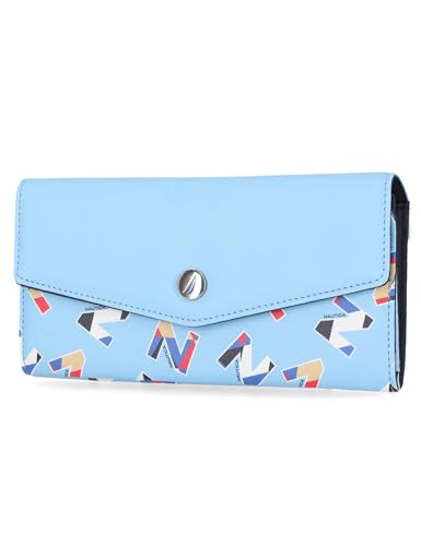 Nautica Polyurethane Money Manager RFID Womens Wallet Clutch Organizer,Blue