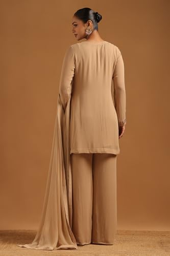 Soch Womens Beige Georgette Embellished Salwar Suit With Stone Work