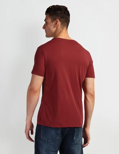 U.S. POLO ASSN. Mens Solid Half Sleeve Graphic Round Neck T-Shirts (UDTSHS0861_DK. RED_M)