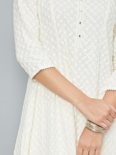 Max Women's Wool Regular Kurta (KALKUR52006_Off White