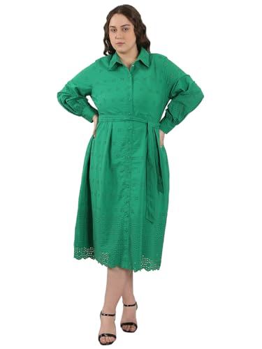 VERO MODA Curve Women's Fit & Flare Green Dress