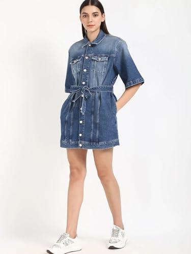 Cotton Spread Collar Denim Dress