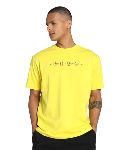 Puma Unisex-Adult Love Marathon Graphic Tee, Court Yellow, M (62440734)