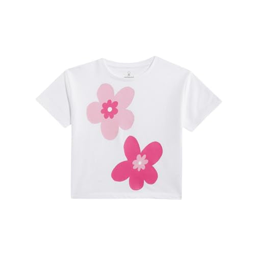 Mothercare Girls Pop Petals Printed Short Sleeves T-Shirt - White