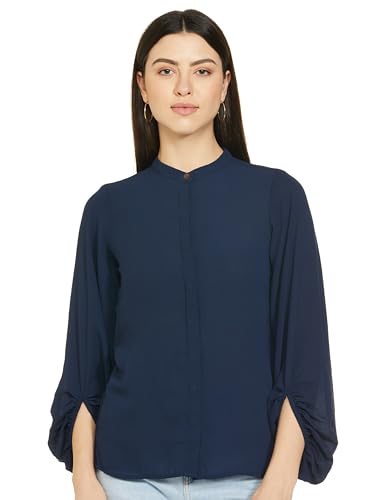 AND Women's Regular Fit Tunic Shirt (SS19RAS021TPLM_Navy S)