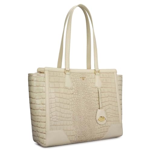 Da Milano Leather Tote Bag for Women - White (02020OL)