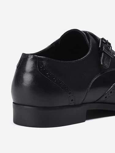 Monte Carlo Mens Black Solid Genuine Leather Monk Shoes (201816FW-2-9)