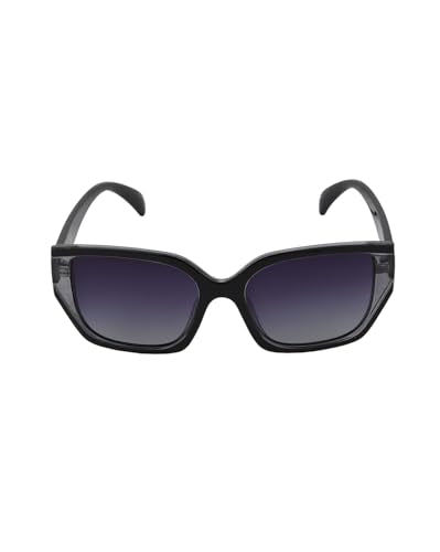 Carlton London Black Toned with Blue Polarised Lens Oversized Sunglass for women