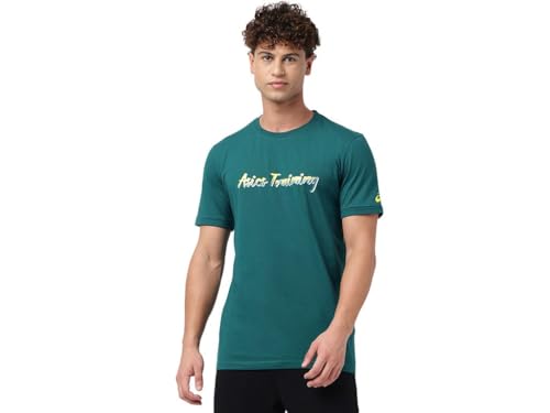 ASICS Mens Rich Teal Slogan Graphic SS TOP - L (2031E764.300)