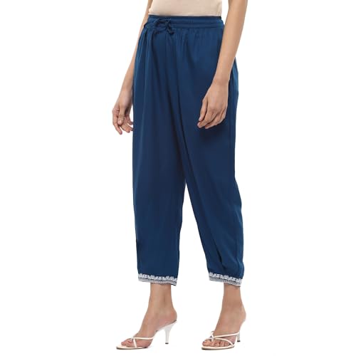 Rangriti Women Viscose Solid Palazzo(DORI19147_Blue_2XL)
