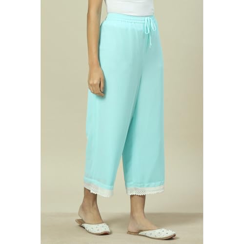 Rangriti Women's Regular Pants (RMMLAVISHF18231SS23SBLU_Blue