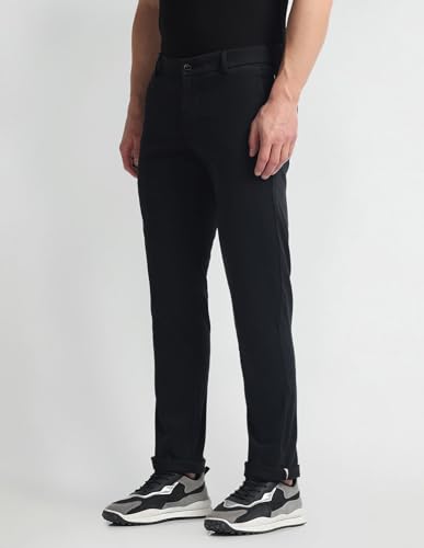 Arrow Slim Fit Cotton Trousers Black