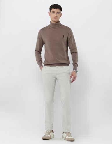 U.S.Polo Association Men's Turtleneck Regular Fit Sweater Light Brown