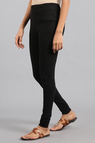 W for Woman Solid Knitted Cotton Churidar | Regular Fit Full Length Churidar Leggings for Women Combo Pack of 2 Beige