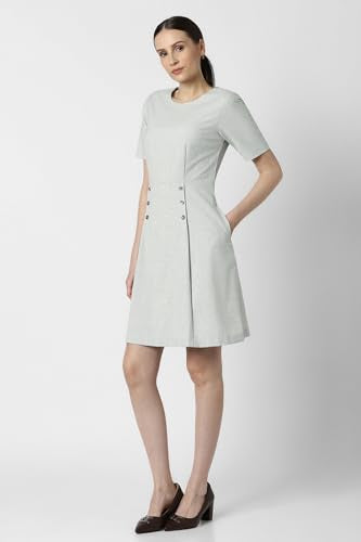 Van Heusen Women's Polyester Blend Modern Above Knee Dress (VWDRCRGFZ13786_Grey