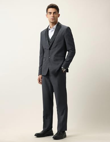 Arrow Men's Polyester Business Suit Pants Set (ARAJSU5515_Dark Grey