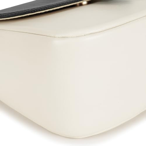 Fastrack RufflePlay Black Sling | Faux-Leather Women’s Handbag | Textured Flap Sling with Button Closure & Adjustable Strap