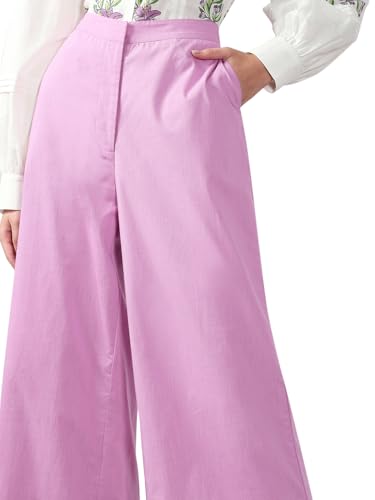 VERO MODA Women's Straight Fit High Rise Pink Pants