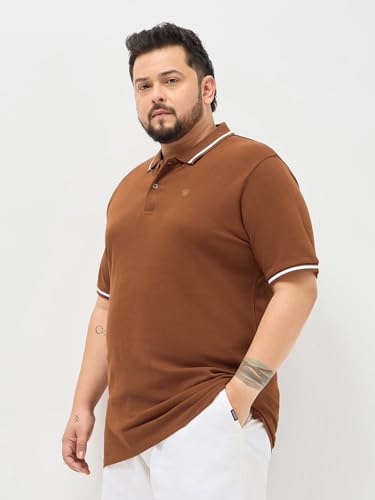 Urbano Plus Men's Chocolare Brown Solid Regular Fit Half Sleeve Cotton Polo T-Shirt (pluspolosoltipp-02-chocbrn-5xl)