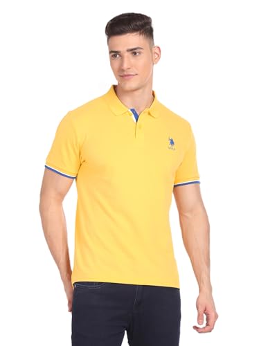 U.S. POLO ASSN. Men's Solid Slim Fit Polo Shirt (USTSHF0227_Yellow