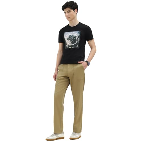 United Colors of Benetton Straight Fit Mid Rise Solid Trousers (Size : 30) - 26P4CTWB1061I901 Khaki
