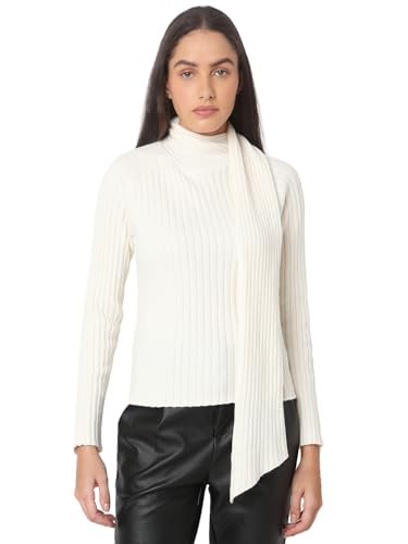 VERO MODA Women's Regular Fit Off White Sweater