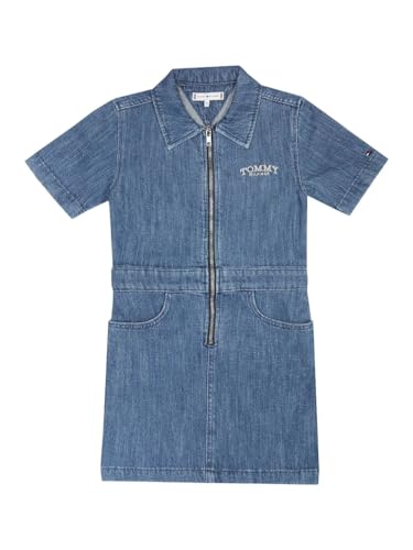 Girls Cotton Spread Collar Denim Dress