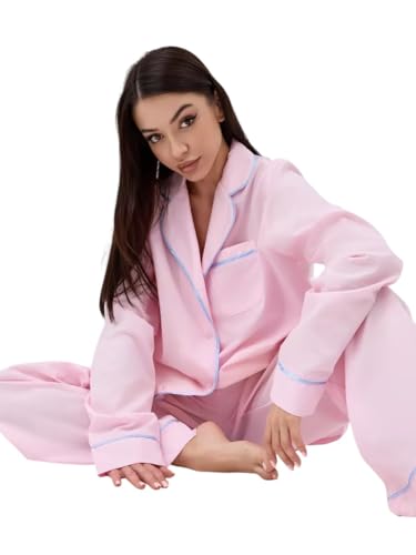 100% Cotton Lounge Set for Women | Coord Set | Nightdress | Relaxed Fit | Sizes XS to 3XL | Bella Babe Luxury Nightsuits (Pink, M)