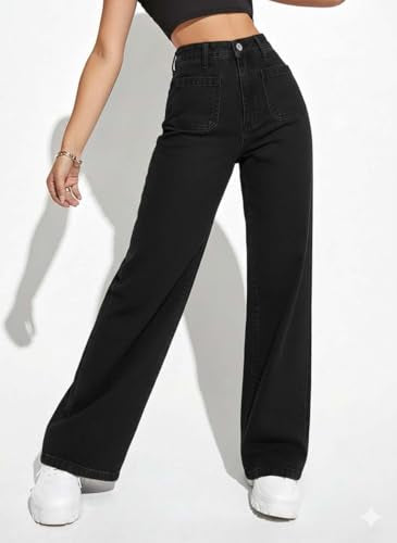 KOTTY Women’s Wide Straight Denim Jeans with Structured Waist-X2_KTTLADIESJEANS1081L