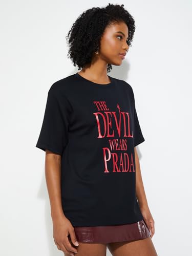 Max URB_N Women Oversized The Devil Wears Prada T-Shirt (Black_XL)