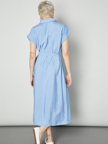 Max Women's Nylon A-Line Below The Knee Dress (B25WCTFEWDDR259_Pink