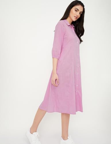 Max Women Solid Shirt Dress (MDDRS41006LAVENDER)_XS