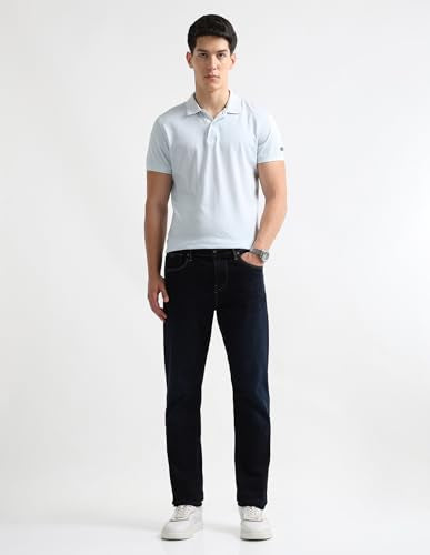 Arrow Newyork Men's Bronx Regular Fit Mid Rise Jeans (ANAKJN2671_Navy_38)