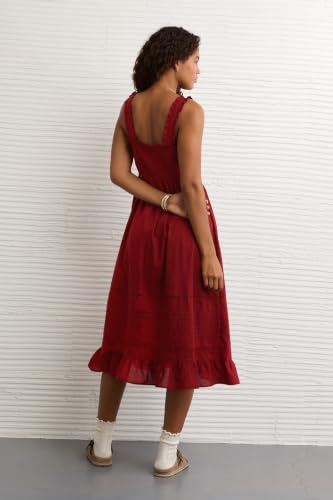 American Eagle Women Antique Rose Catie Corset Midi Dress