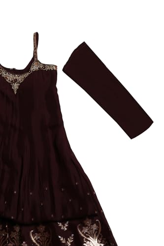 Soch Womens Wine Brocade Zari Woven Salwar Suit With Stone Work