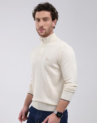 Monte Carlo Men's Mock Neck Full Sleeve Pullover Cream 3XL (Pack 1)