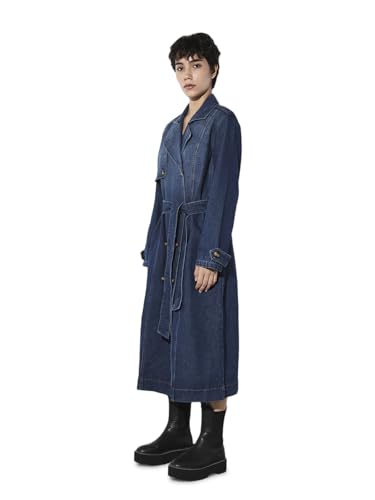 ONLY Women's Solid Regular Fit Blue Coat