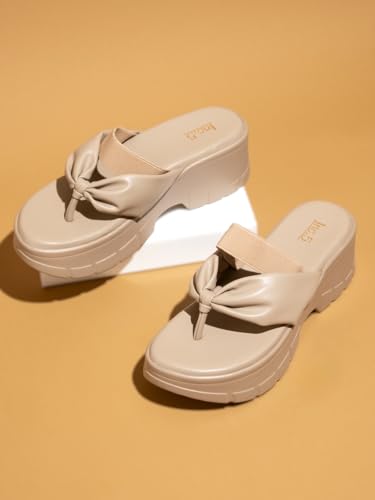 Inc.5 Women Beige Open Toe Platform Heels
