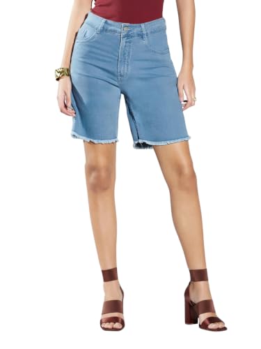 Miss Chase Women's White Regular High Rise Clean Look Regular Stretchable Denim Shorts (MCAW26DEN29-91-350-32, Baby Blue, 32)