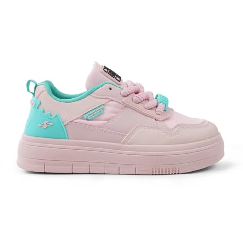 SOLETHREADS BAE Sneakers for Women | Stylish & Fashionable| Comfortable|Walking Shoes| Lightweight Flexible| Skid-Resistant| Everyday |Casual Shoes for Women|Pink|UK 6
