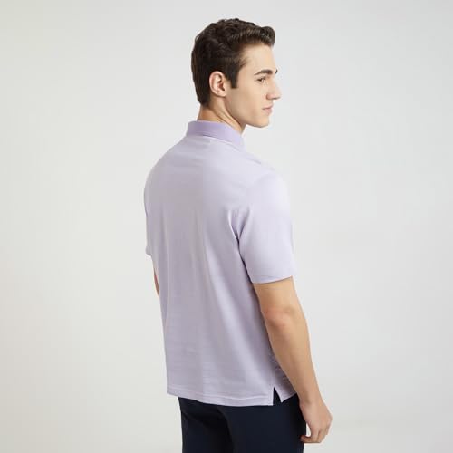 Park Avenue Men Slim Fit Two Tone Pattern Pure Cotton Half Sleeve Polo Neck Formal T-Shirt (Size: 42)-PMKA00664-V4 Medium Violet