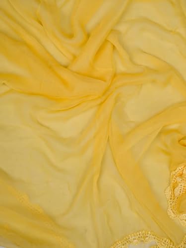 Ada Hand Embroidered Lucknowi Chikankari Unstitched Cotton Dress Material Suit Piece with Dupatta for Women 01A782873 Yellow