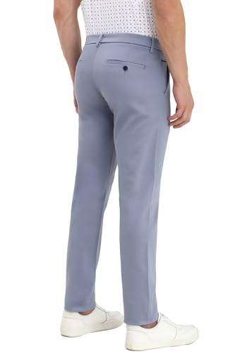 Men Blue Slim Fit Solid Casual Trousers